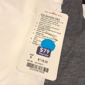 lululemon 🍋 NEW City Summer Pant, white 6